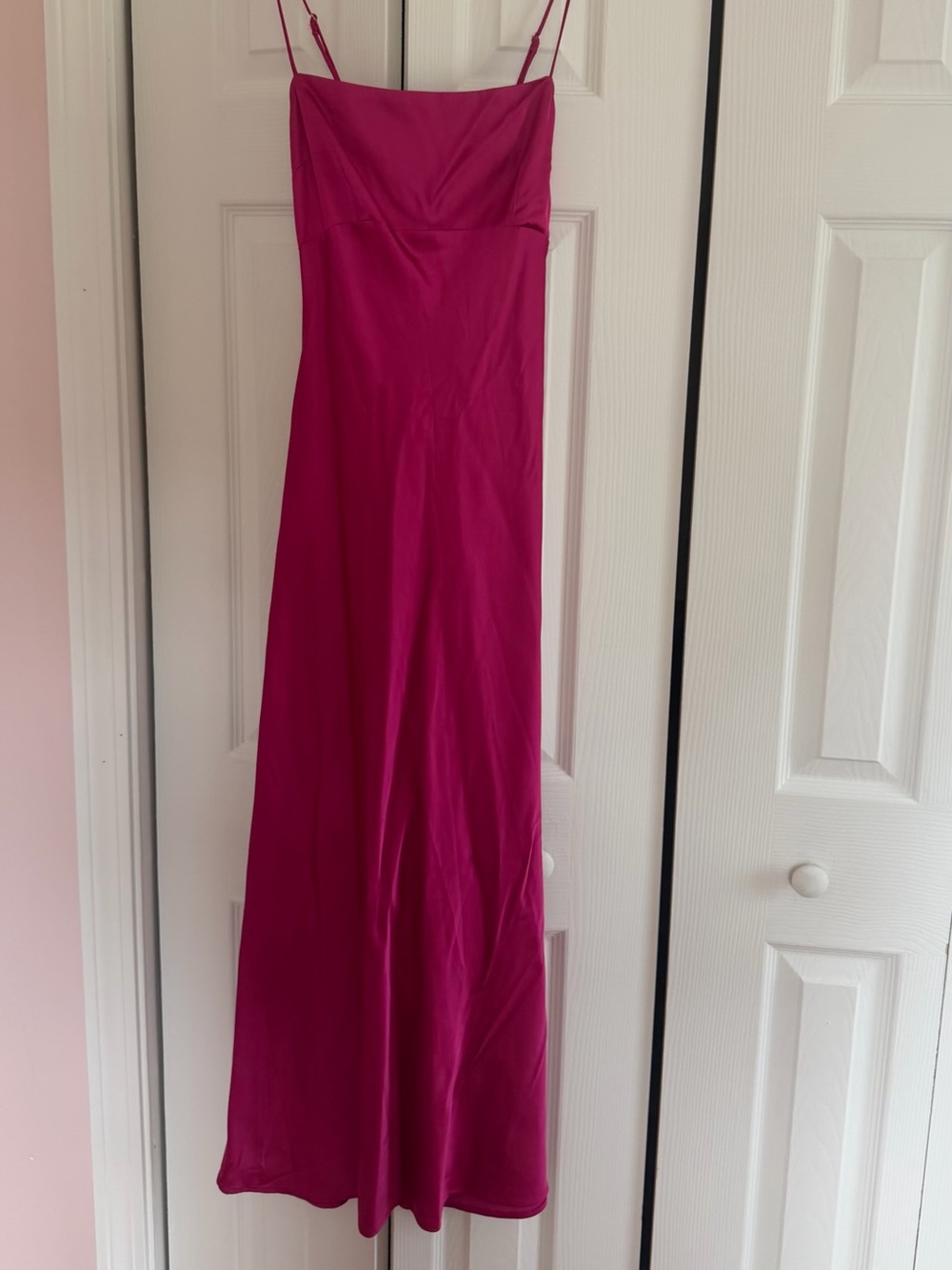 Abercrombie & Fitch Magenta Spaghetti-Strap Open Back Midi Dress